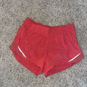 Red lulu lemon athletic shorts